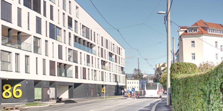 Pro Erstbezugswohnungen wird im Projekt Süd-Spitz in Graz eine Öffi-Jahreskarte gewährt. Foto: Raiffeisen Immobilien-Kapitalanlagegesellschaft
