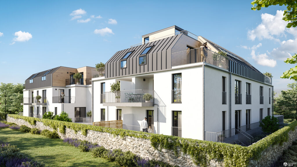 Das von VMF Immobilien entwickelte Wohnprojekt „Vorstadtl 11“ mit 15 Eigentumswohnungen in Ebreichsdorf punktet mit attraktiven Freiflächen und Toplage.  Copyright: Renderbild
