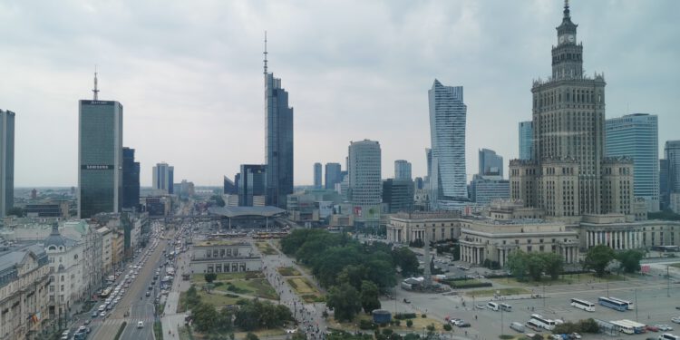 Blick auf den Warschauer Kulturpalast vom Widok Tower der S+B Gruppe aus gesehen. Foto: cjs