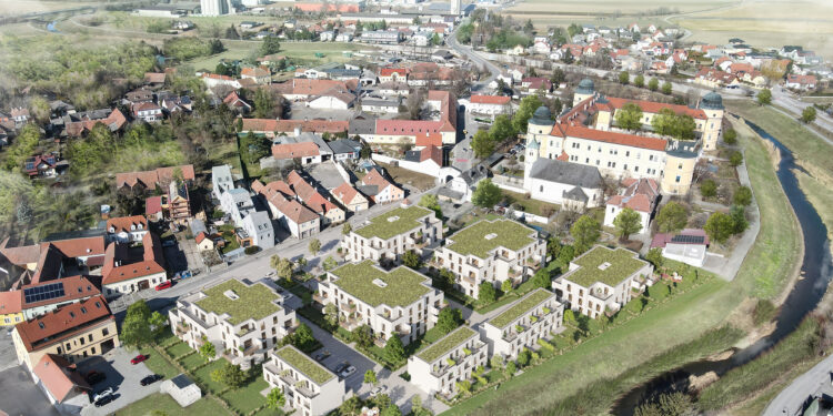In Judenau im Tullnerfeld werden jetzt 120 Eigentumswohnungen vermarktet. Foto: Renderbild