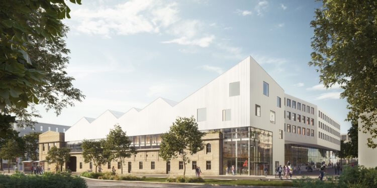 Die ehemalige Sargfabrik in Liesing wird revitalisiert und soll im Herbst eröffnen. Visualisierung: Soravia/BOKEH designstudio