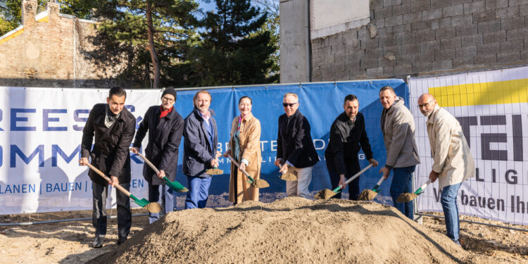 Spatenstich für eines der seltenen Projekte, die via Forward Deal verkauft worden ist in der Grillgasse in Simmering. Foto: BIP Immobilien Development/Christian Steinbrenner