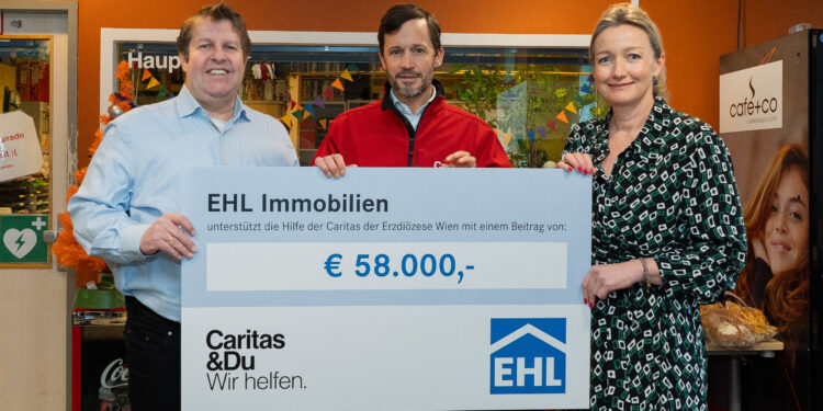 EHL Immobilien hat 58.000 Euro an die Caritas gespendet. Foto: EHL