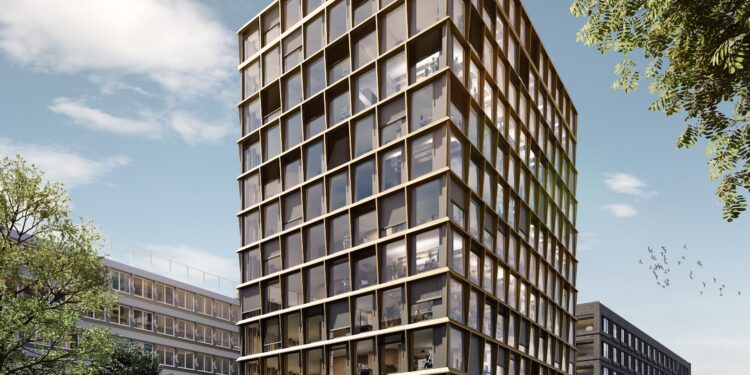 Das Timber Peak im Zollhafen Mainz hat seinen ersten Mieter. Foto: HH Vision