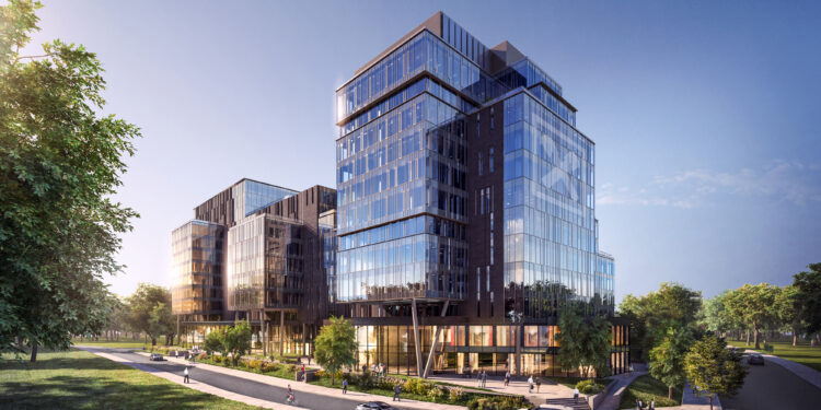 Die RPHI hat mit dem Bau der nachhaltigen Forest Offices in der bulgarischen Hauptstadt Sofia begonnen. Visualisierung: RPHI