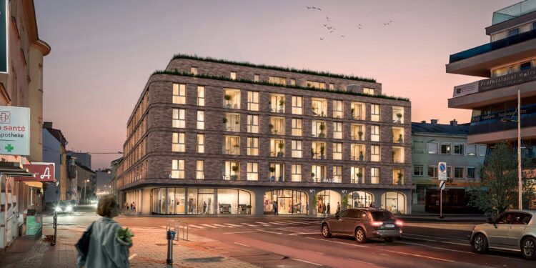 In Schwechat wird das Mixed-Use-Gebäude N°1 vermarket. Visualisierung: ZOOMVP