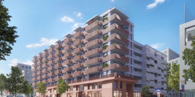 Im Village im Dritten werden insgesamt 233 Mietwohnungen vermarktet. Bild: Essence