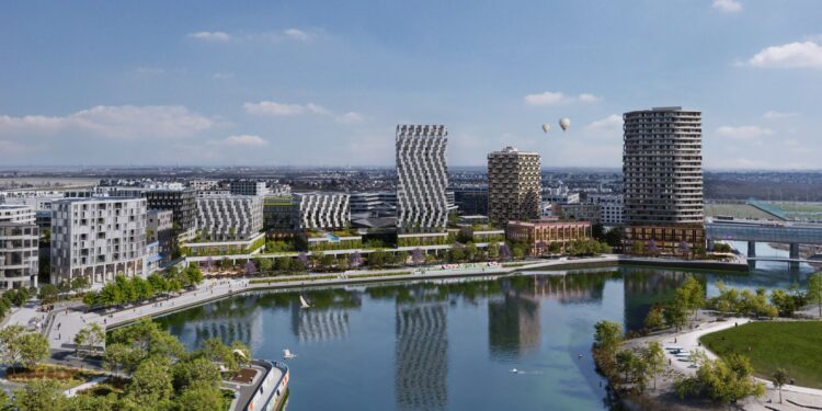 So soll die Waterfront in der Seestadt nach Fertigstellung aussehen. Visualisierung: Wien 3420 aspern Development AG / Visualisierungen: K18.pictures; 2026