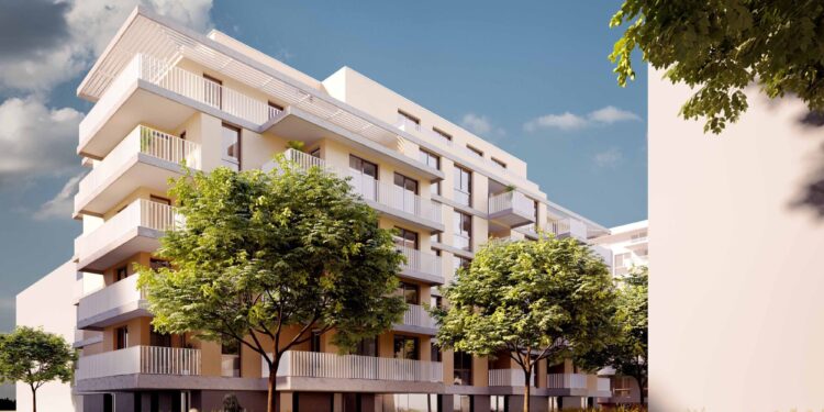 Die Buwog hat das Projekt "Flavio" im Stadtentwicklungsgebiet Viola Park erworben. Bild: b18-Architekten ZT GmbH